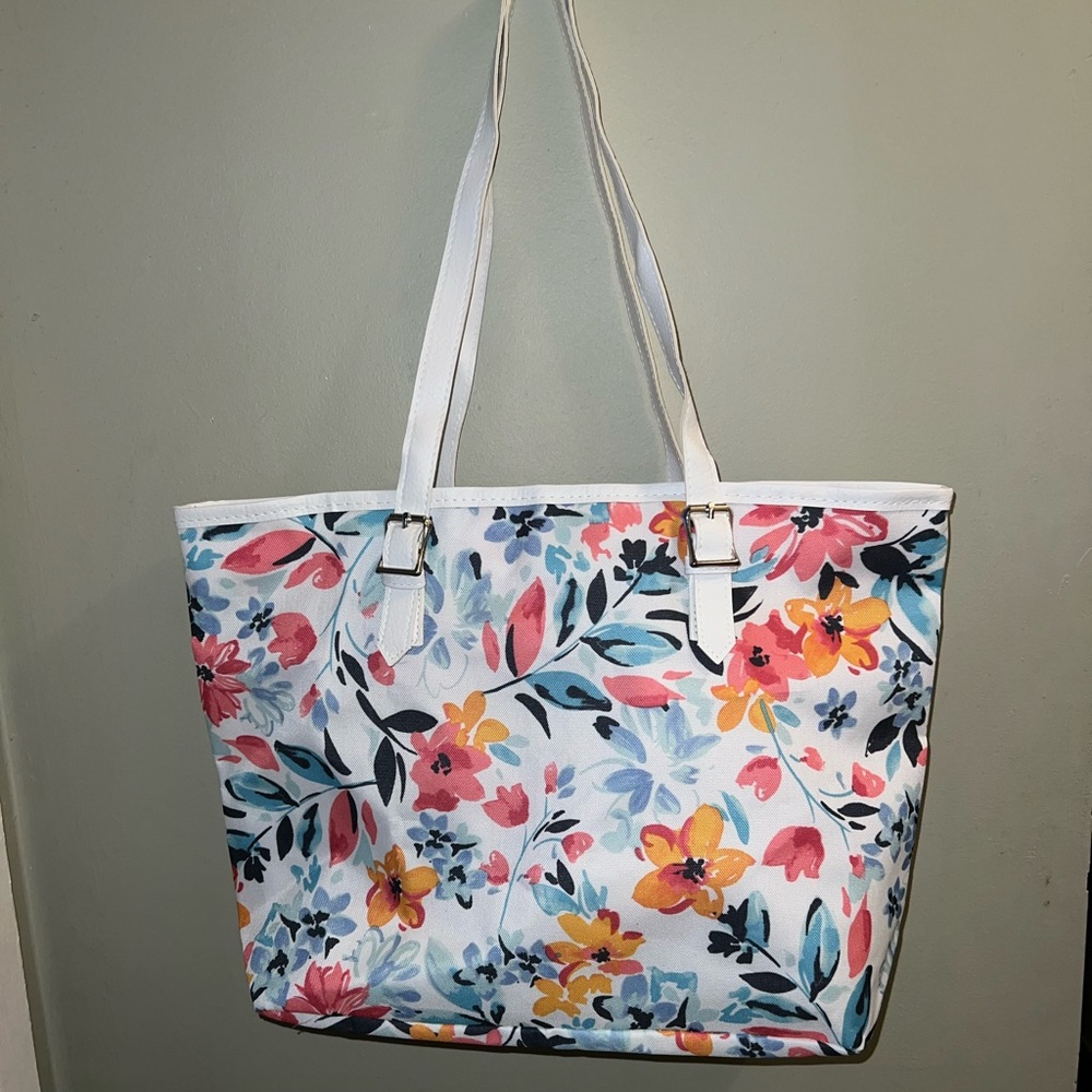 White Floral Tote Bag